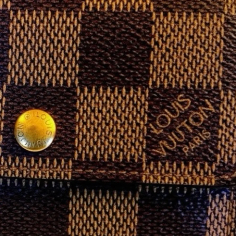 LOUIS VUITTON Damier Ebene Canvas Tri-Fold Wallet w/Box & Dust Bag, EUC